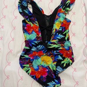 Vibrant Floral One-Piece Dancewear - Kandi Kouture